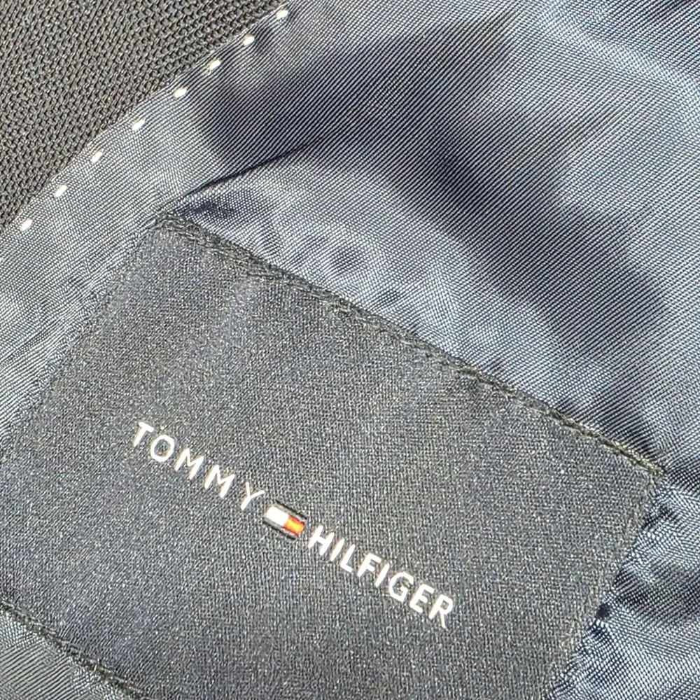 Tommy Hilfiger‎ Mens Navy Blue Worsted Wool Two Button Blazer 44L Sport Coat